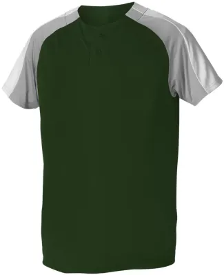 Alleson Athletic 5063CH Two Button Henley Baseball in Forest/ grey/ white