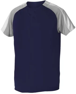 Alleson Athletic 5063CH Two Button Henley Baseball in Navy/ grey/ white