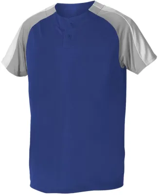 Alleson Athletic 5063CH Two Button Henley Baseball in Royal/ grey/ white