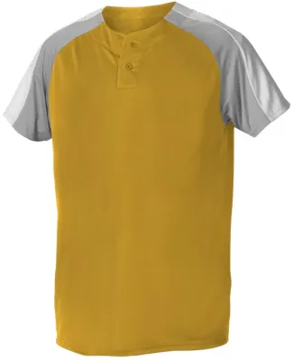 Alleson Athletic 5063CH Two Button Henley Baseball in Gold/ grey/ white