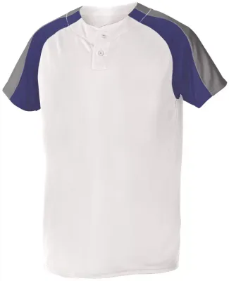 Alleson Athletic 5063CH Two Button Henley Baseball in White/ royal/ charcoal