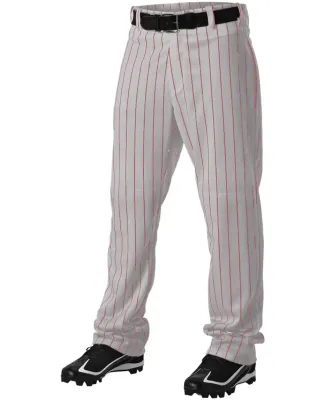 Alleson Athletic 605WPN Pinstripe Baseball Pants Grey/ Red