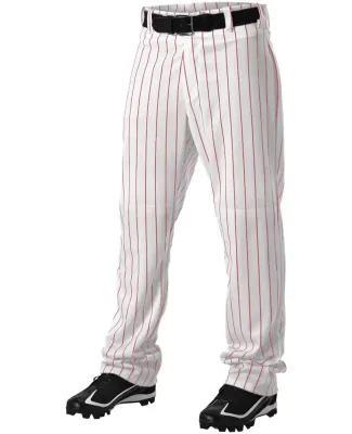 Alleson Athletic 605WPN Pinstripe Baseball Pants White/ Red