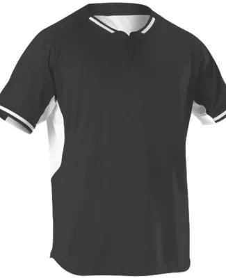 Alleson Athletic 524PD Two Button Baseball Jersey in Black/ white