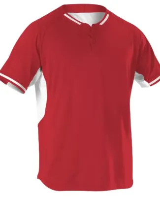 Alleson Athletic 524PD Two Button Baseball Jersey in Red/ white