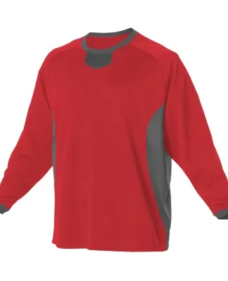 Alleson Athletic 598BBLY Youth Long Sleeve Practic in Red/ charcoal
