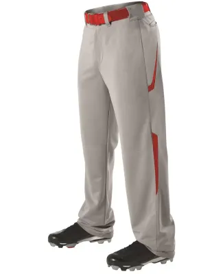 Alleson Athletic 605WL2 Two Color Baseball Pants in Grey/ red