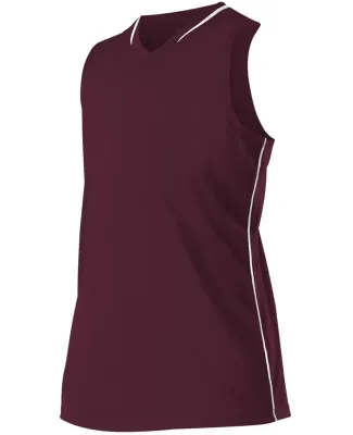 Alleson Athletic 551JWY Girls' Racerback Fastpitch in Maroon/ white