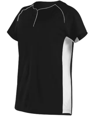 Alleson Athletic 553JW Women's Fastpitch 2 Button  in Black/ white