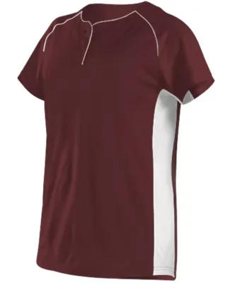Alleson Athletic 553JW Women's Fastpitch 2 Button  in Maroon/ white
