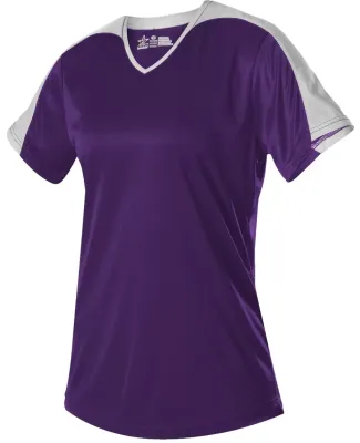 Alleson Athletic 558VG Girls' V-Neck Fastpitch Jer in Purple/ white