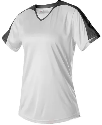 Alleson Athletic 558VW Women's Vneck Fastpitch Jer in White/ black