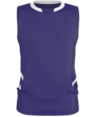 Alleson Athletic VTJ100A Cut Block Sleeveless Voll in Purple/ white