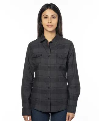 Burnside Clothing 5222 Women's Long Sleeve Plaid S Black/ Grey