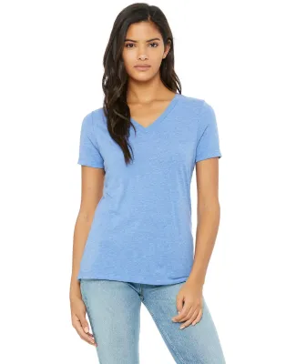 Bella + Canvas 6415 Ladies' Relaxed Triblend V-Nec in Blue triblend