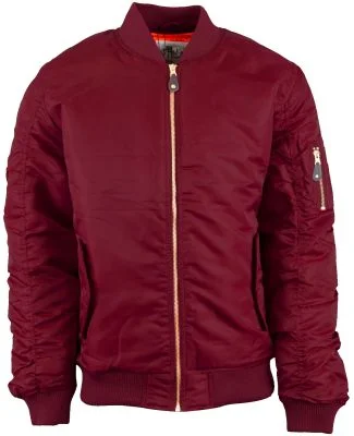 Shaka Wear SHBJ Adult Bomber Jacket in Burgundy