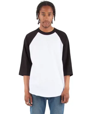 Shaka Wear SHRAG Adult 6 oz 3/4 Sleeve Raglan T-Sh in White/ black