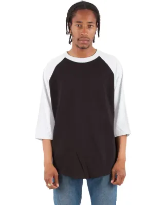 Shaka Wear SHRAG Adult 6 oz 3/4 Sleeve Raglan T-Sh in Black/ white