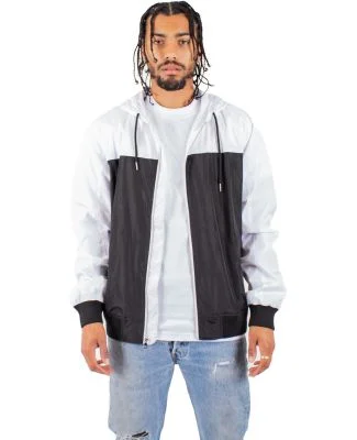 Shaka Wear SHWBJ Adult Windbreaker Jacket in White/ black