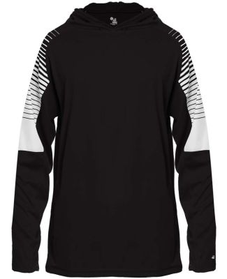 Badger Sportswear 2211 Youth Lineup Hooded Long Sl in Black
