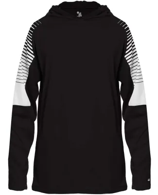 Badger Sportswear 2211 Youth Lineup Hooded Long Sl in Black