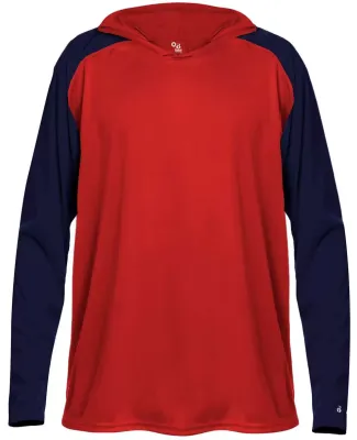Badger Sportswear 2235 Breakout Youth Hooded T-Shi Red/ Navy