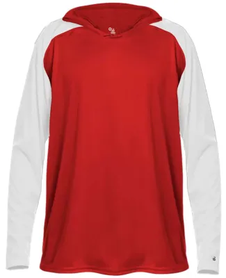 Badger Sportswear 2235 Breakout Youth Hooded T-Shi Red/ White