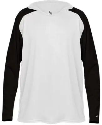 Badger Sportswear 2235 Breakout Youth Hooded T-Shi White/ Black