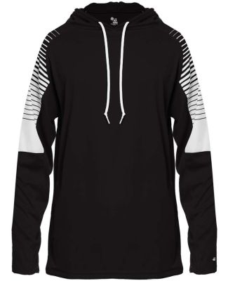 Badger Sportswear 4211 Lineup Hooded Long Sleeve T in Black