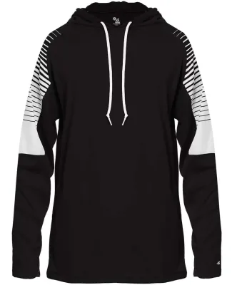Badger Sportswear 4211 Lineup Hooded Long Sleeve T in Black