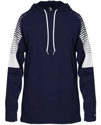 Badger Sportswear 4211 Lineup Hooded Long Sleeve T in Navy