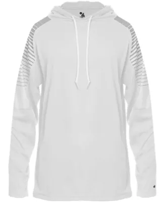 Badger Sportswear 4211 Lineup Hooded Long Sleeve T in White