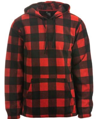 Burnside Clothing 3500 Polar Fleece Hooded Pullove in Red/ black