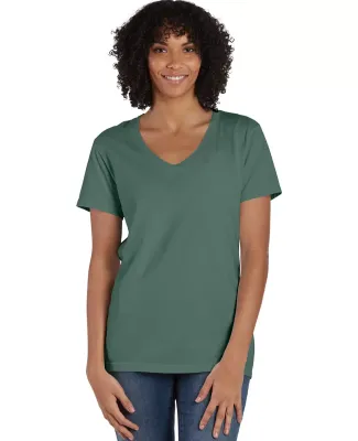 Comfort Wash GDH125 Garment-Dyed Women's V-Neck T- in Cypress green