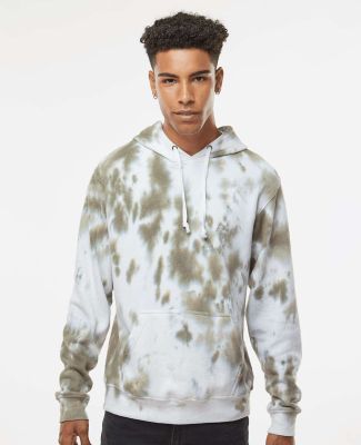 J America 8861 Tie-Dye Fleece Hooded Sweatshirt in Olive tie dye