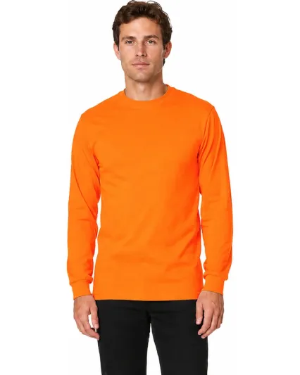 Smart Blanks M1250 ADULT PREM HEAVY WT LS TEE in Safety orange