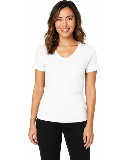 Smart Blanks 4002 WOMEN'S TRU-FIT V NECK T SHIRTS in White
