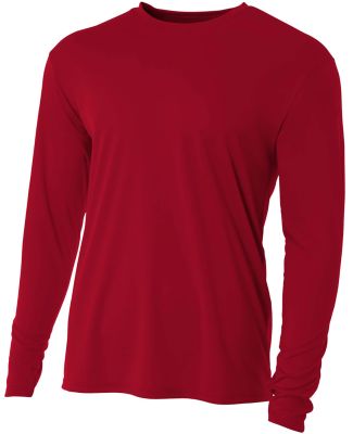 A4 Apparel N3165 Men's Cooling Performance Long Sl in Cardinal