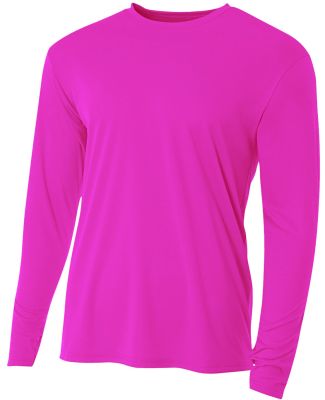 A4 Apparel N3165 Men's Cooling Performance Long Sl in Fuchsia