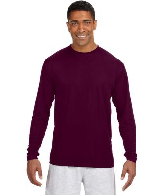 A4 Apparel N3165 Men's Cooling Performance Long Sl in Maroon