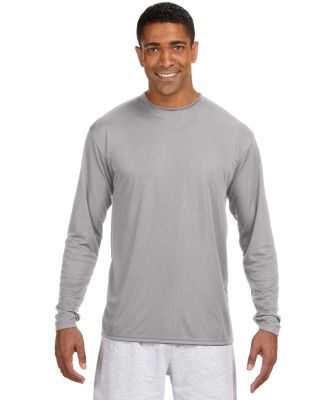 A4 Apparel N3165 Men's Cooling Performance Long Sl in Silver