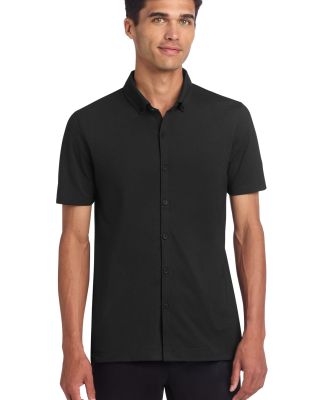 MERCER+METTLE MM1006    Stretch Pique Full-Button  in Deep black