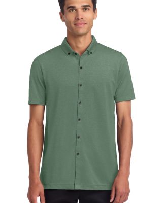MERCER+METTLE MM1006 Stretch Pique Full-Button in Sage heather
