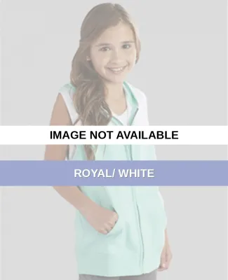 Boxercraft YV30 Youth Sleeveless Hoodie Royal/ White