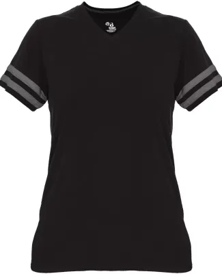 Badger Sportswear 4967 Women's Tri-Blend Fan T-Shi in Black/ graphite