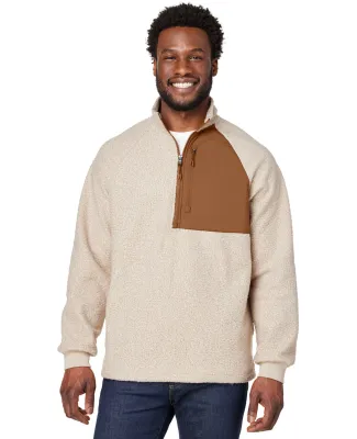 North End NE713 Men's Aura Sweater Fleece Quarter- OATML HTHR/ TEAK