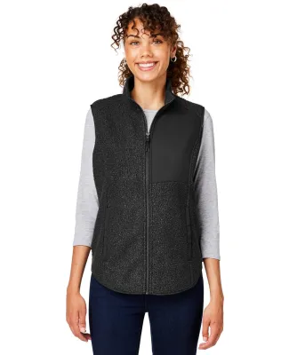 North End NE714W Ladies' Aura Sweater Fleece Vest BLACK/ BLACK
