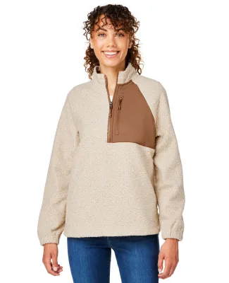 North End NE713W Ladies' Aura Sweater Fleece Quart OATML HTHR/ TEAK
