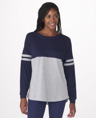 Boxercraft BW3514 Women's Pom Pom Long Sleeve Jers in Navy/ oxford