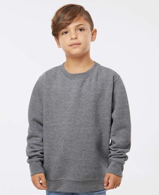 LA T 2225 Youth Elevated Fleece Crew in Granite heather
